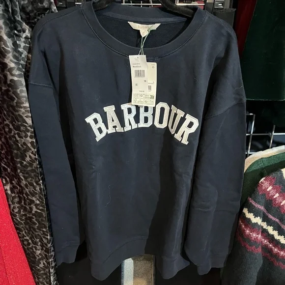 Barbour Navy and White Logo Sweatshirt - Picture 2 of 3